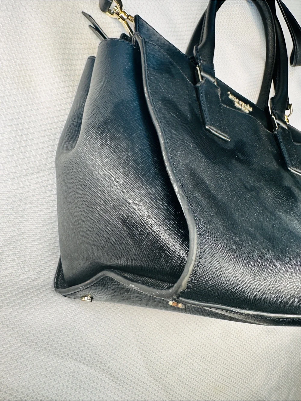 kate spade Black Leather Satchel with Detachable Strap